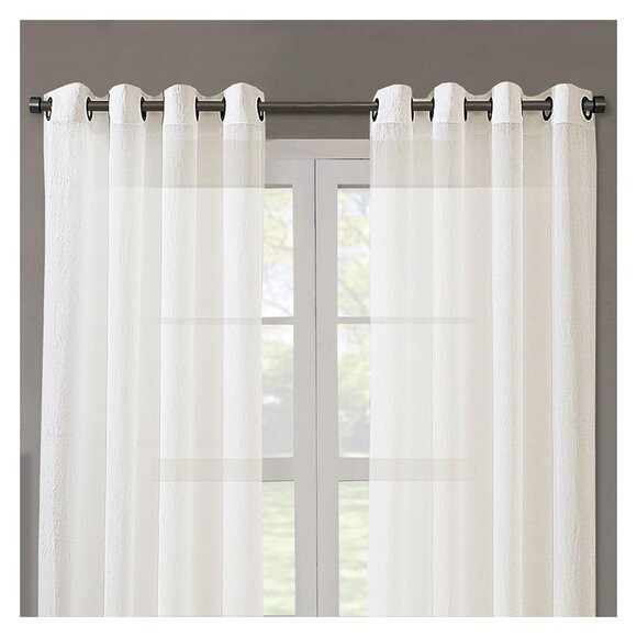 NEW Regal Home Grommet Top Sheer Single Curtain Panel Ivory Off White 50x95 - Picture 3 of 7